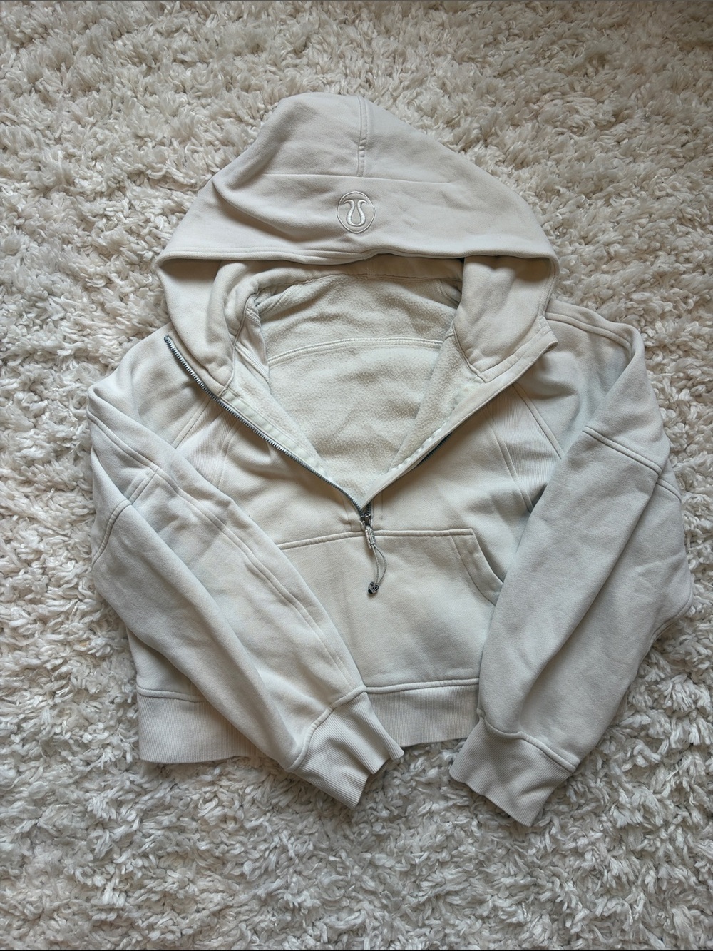 lululemon athletica Cream Half-Zip Hooded Teddy Jacket